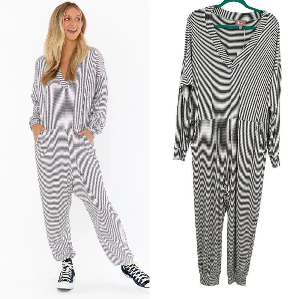 Show Me Your Mumu Jules Jumpsuit Stripe by the Sea Size Medium